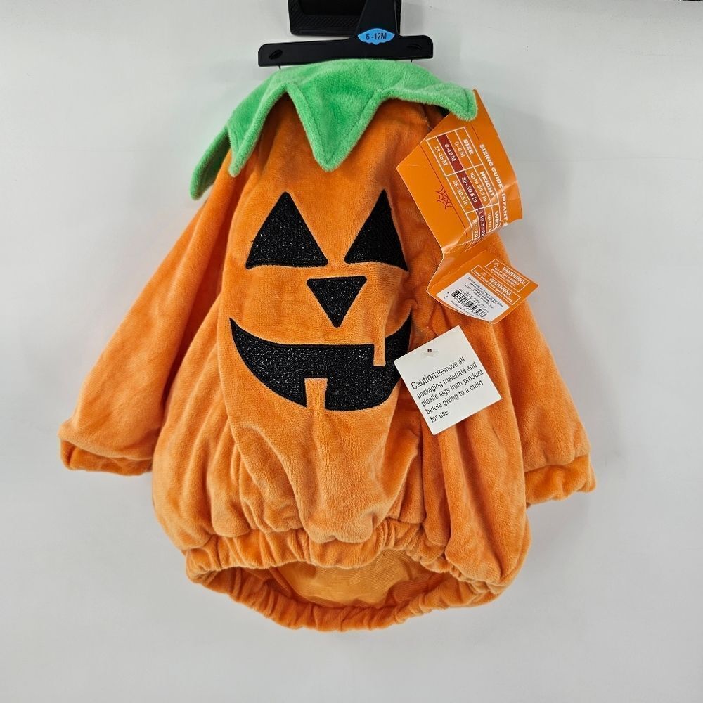 Nwt halloween costume baby 6-12 months pumpkin orange dress up